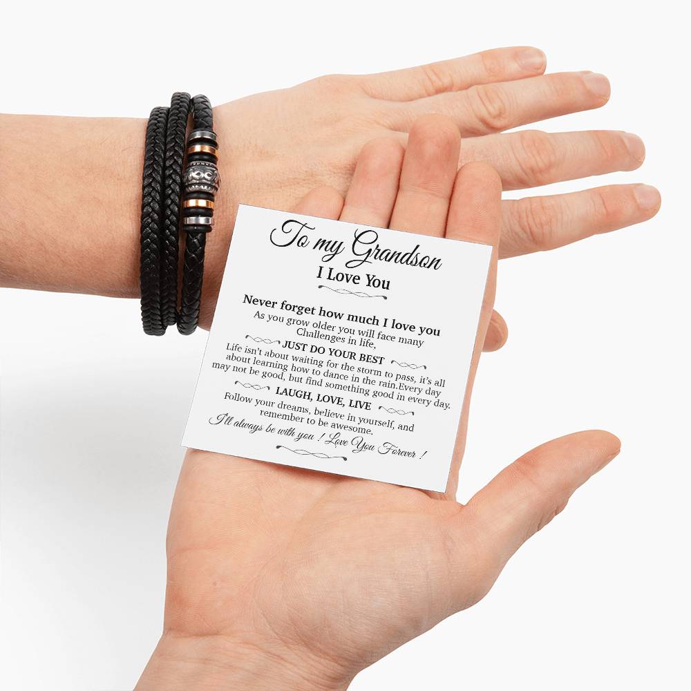 To My Grandson Bracelet Necklace,Grandson Gifts From Grandma, Chrismas Gift, Birthday Gift for Him