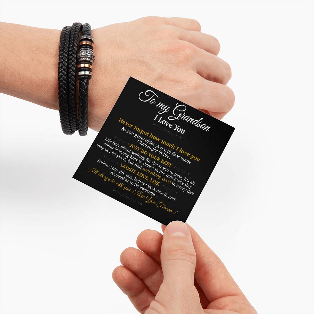 To My Grandson Bracelet Necklace,Grandson Gifts From Grandma, Chrismas Gift, Birthday Gift for Him_Gold