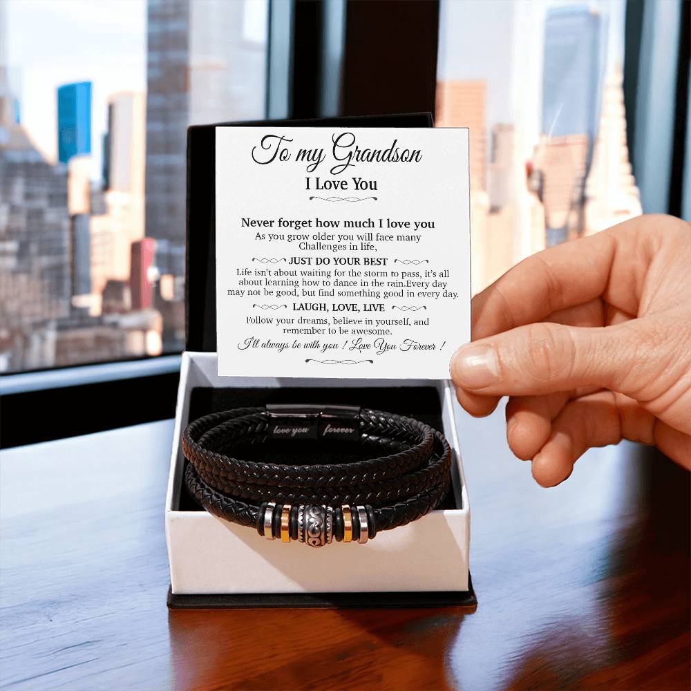 To My Grandson Bracelet Necklace,Grandson Gifts From Grandma, Chrismas Gift, Birthday Gift for Him
