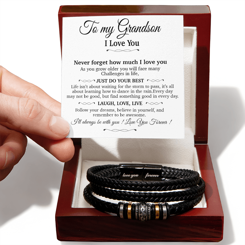 To My Grandson Bracelet Necklace,Grandson Gifts From Grandma, Chrismas Gift, Birthday Gift for Him