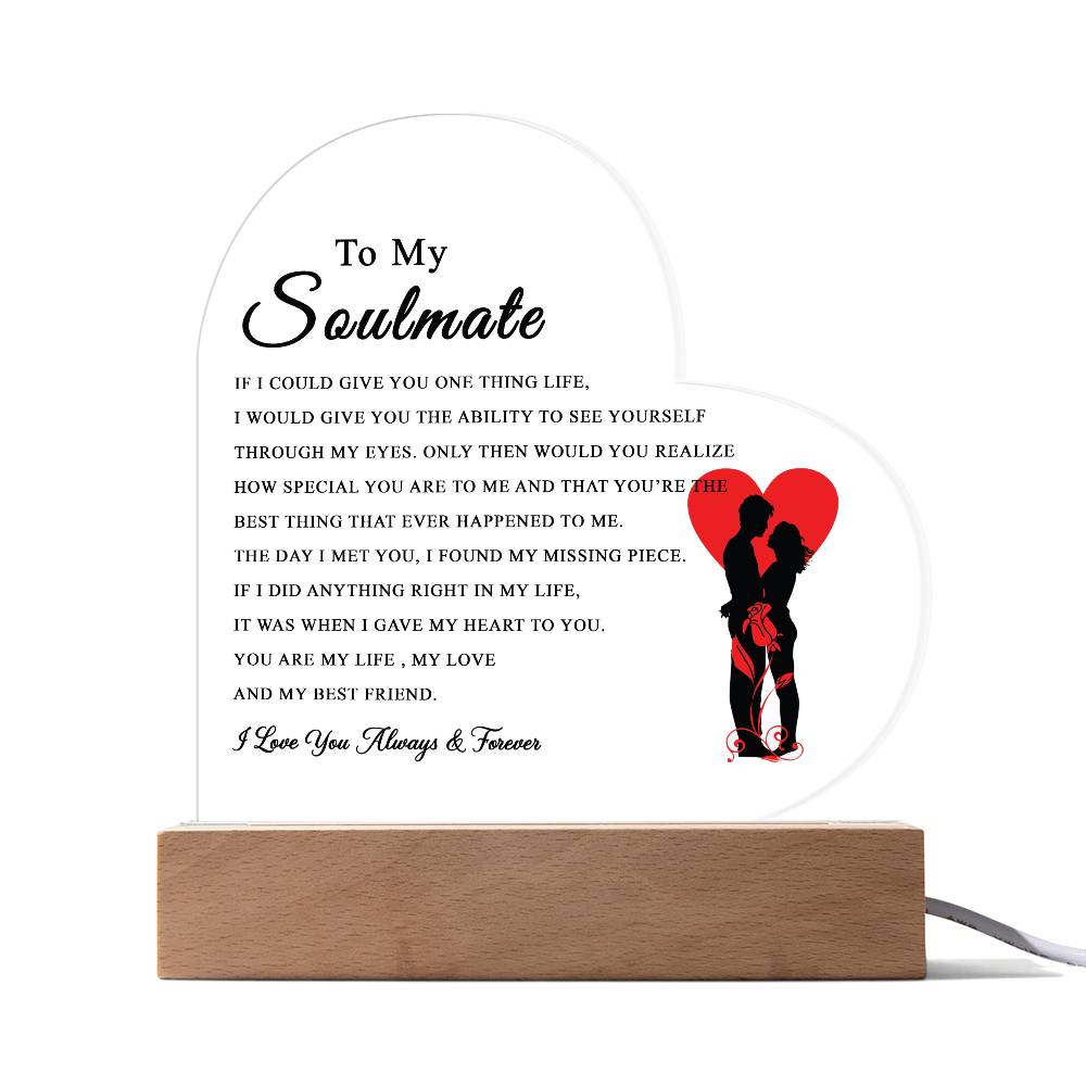 To My Soulmate Acrylic Plaque, Gifts for Wife, Soulmate from Husband Soulmate Gift