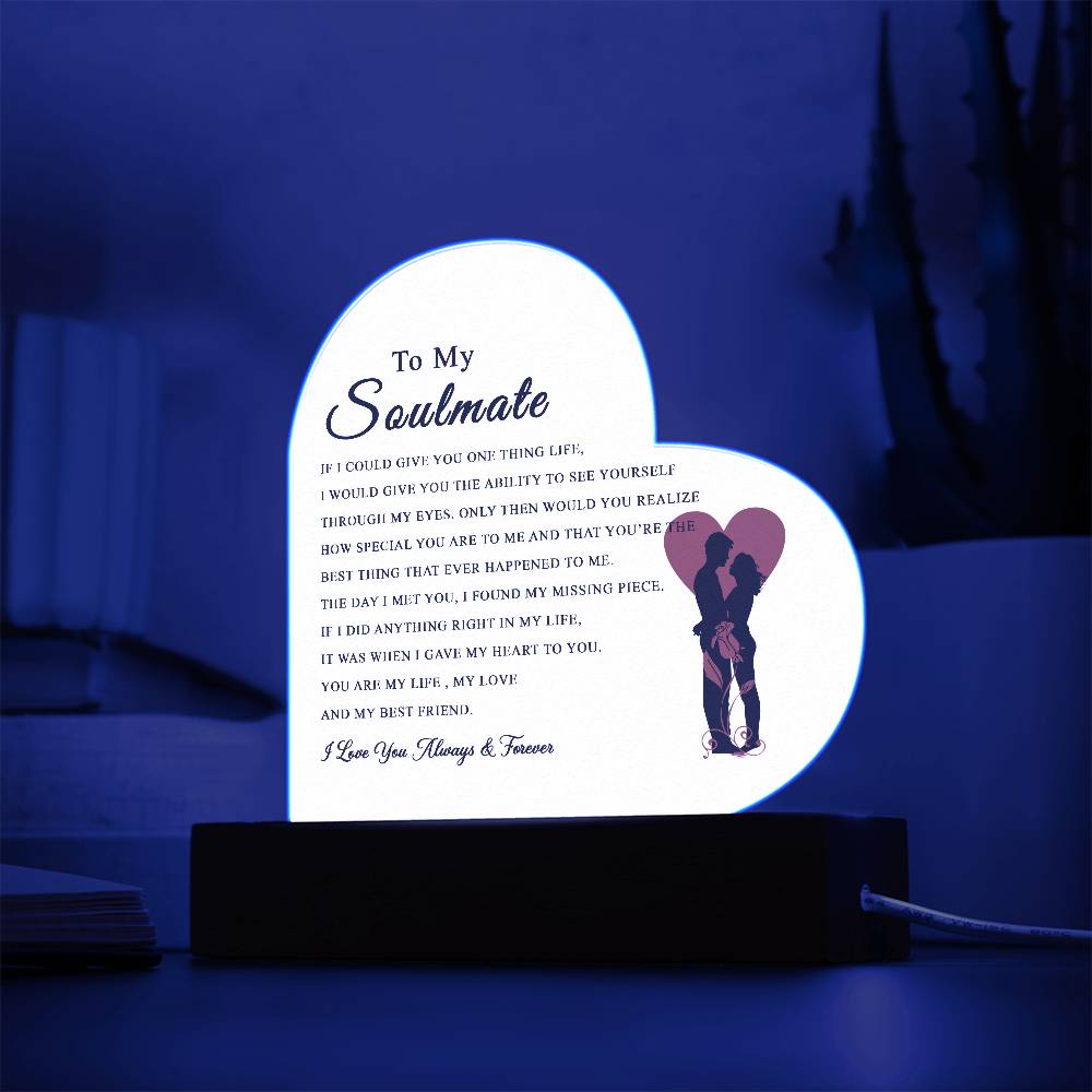 To My Soulmate Acrylic Plaque, Gifts for Wife, Soulmate from Husband Soulmate Gift