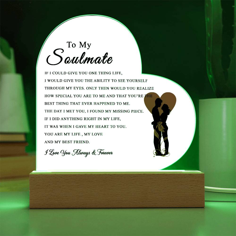 To My Soulmate Acrylic Plaque, Gifts for Wife, Soulmate from Husband Soulmate Gift