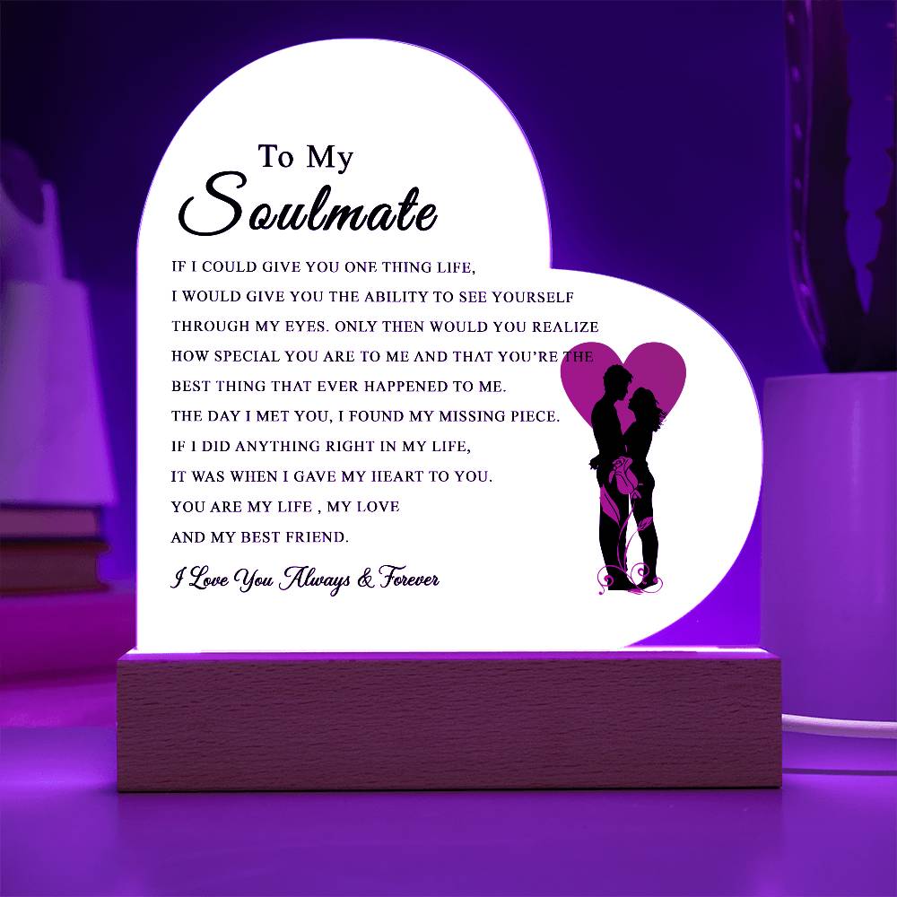 To My Soulmate Acrylic Plaque, Gifts for Wife, Soulmate from Husband Soulmate Gift