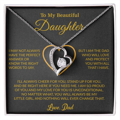 To My Daughter Necklace, Gift for Daughter from Dad, Father Daughter Necklace 7_6_Gold