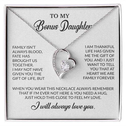 To My Bonus Daughter Necklace, Gift for Bonus Daughter, Step Daughter Birthday 2_10_White