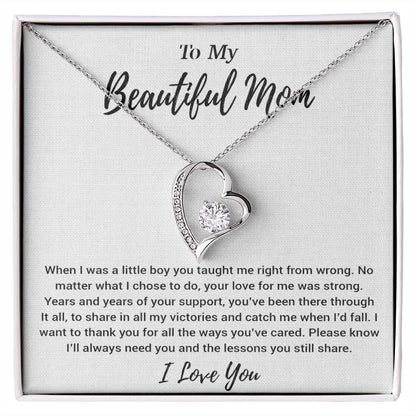 To My Beautiful Mom Necklace Mom Birthday Gift Mother's Day Gift Necklace For Mom From Son