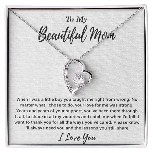 To My Beautiful Mom Necklace Mom Birthday Gift Mother's Day Gift Necklace For Mom From Son