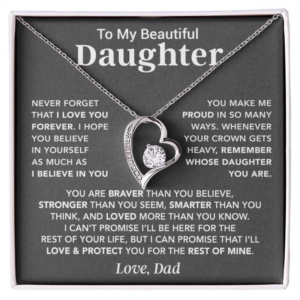 To My Daughter Necklace, Daughter Father Necklace, Daughter Gift From Dad_Gray