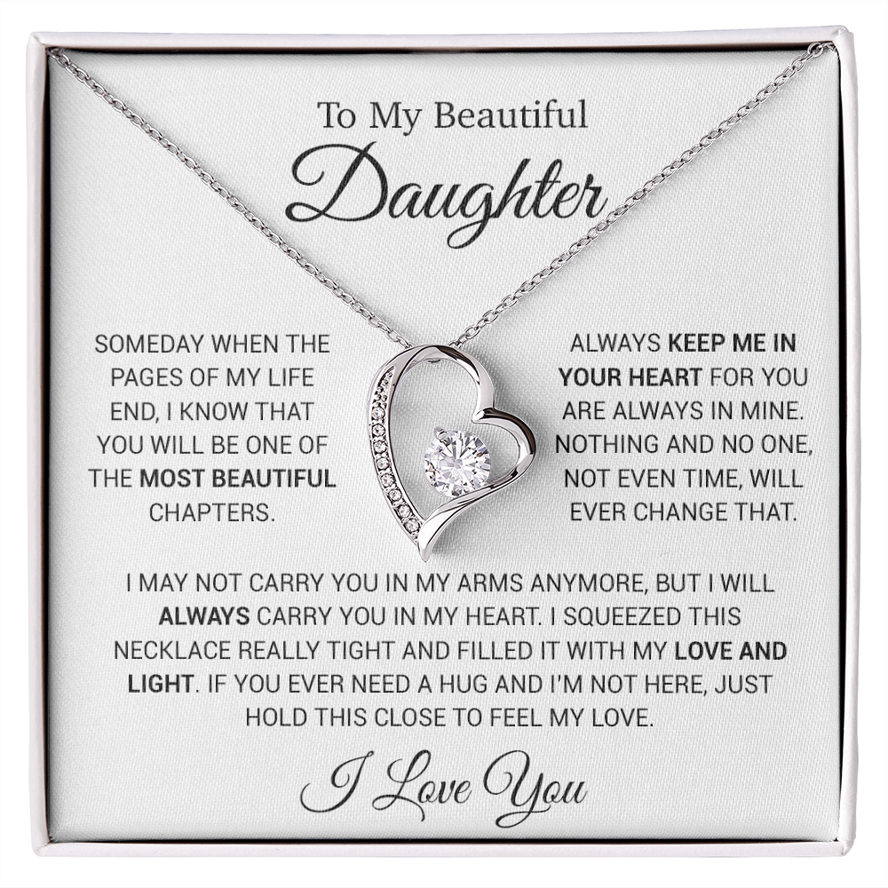 To My Daughter Necklace, Gift for Daughter from Dad, Daughter Father Necklace 14_12_White