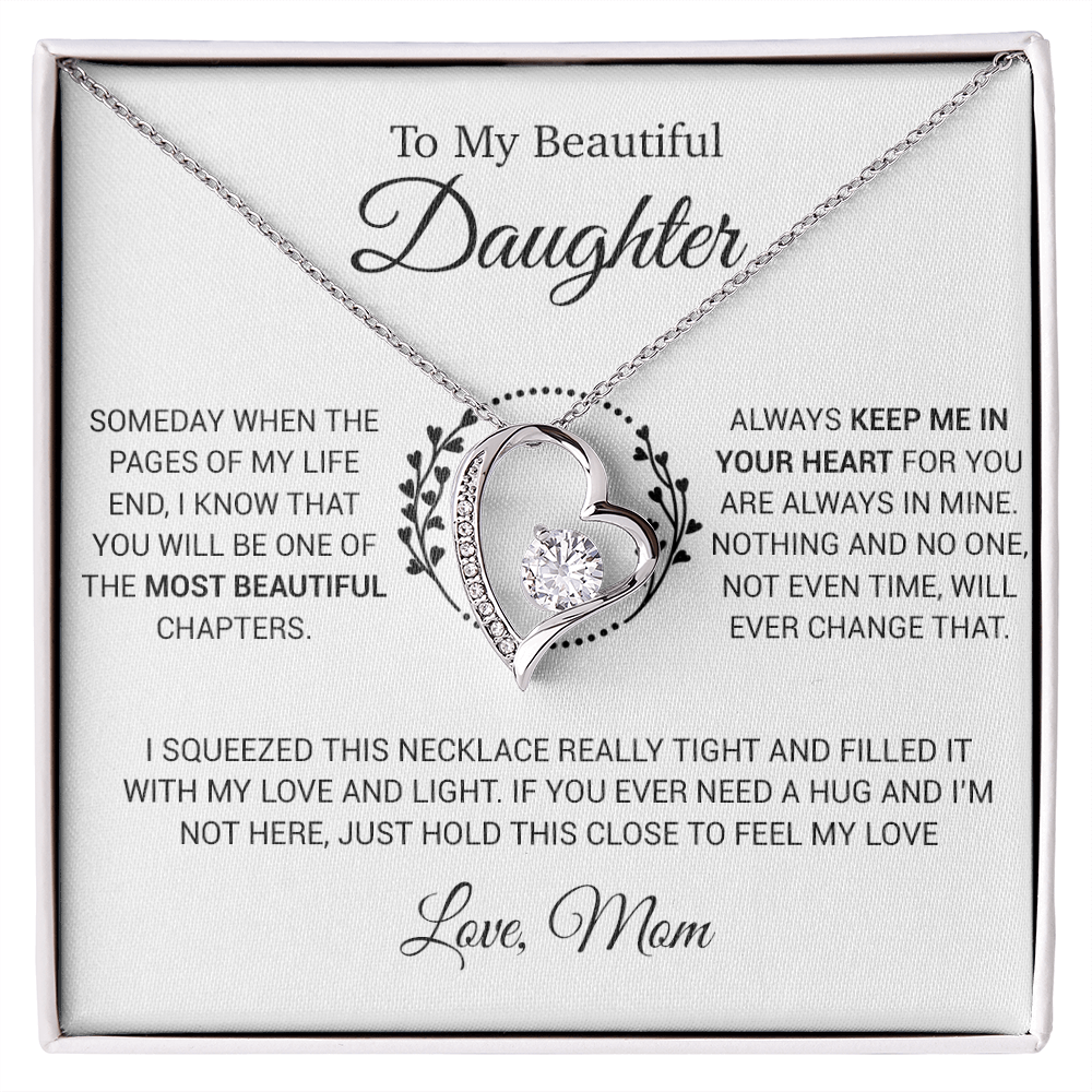 To My Daughter Necklace, Gift for Daughter from Mom, Daughter Mother Necklace 15_12_White