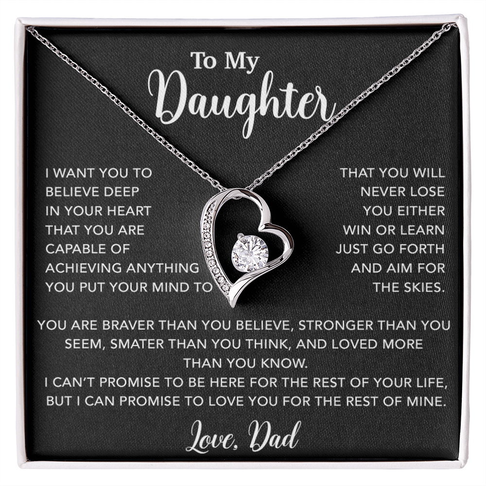 To My Daughter Necklace, Gift for Daughter from Dad, Father Daughter Necklace 18_5_Black