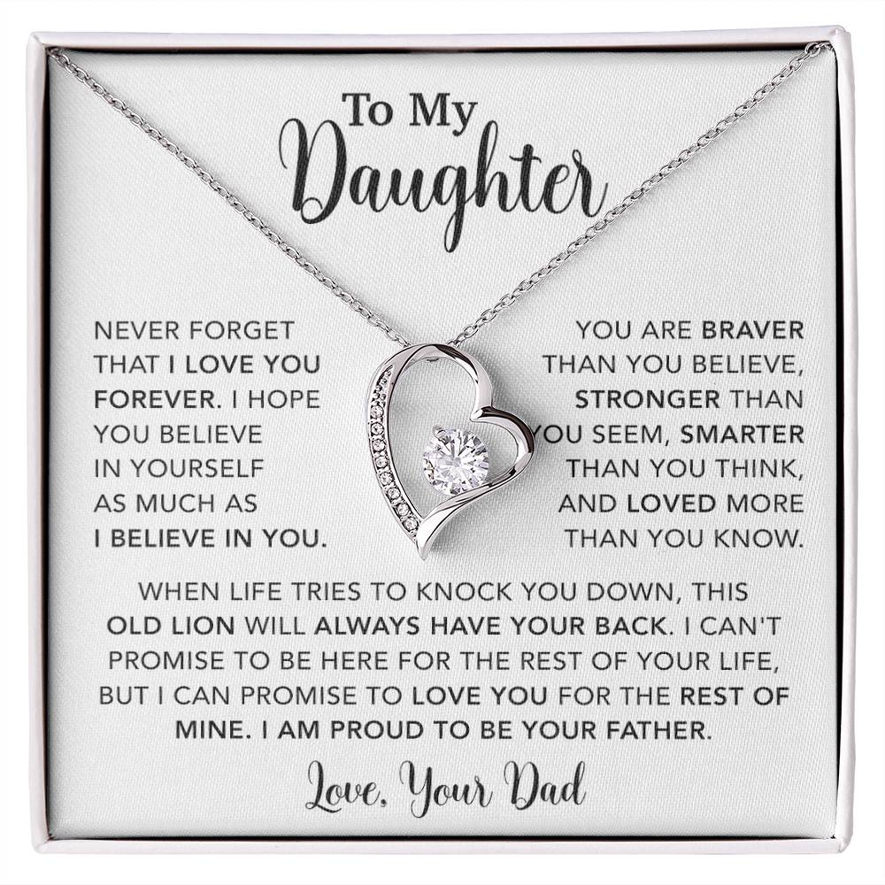 To My Daughter Necklace Gift for Daughter from Dad,Daughter Father Necklace 15_4_White