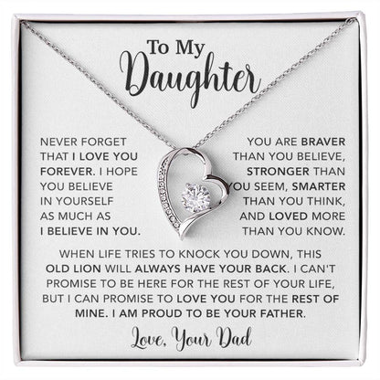 To My Daughter Necklace Gift for Daughter from Dad,Daughter Father Necklace 15_4_White