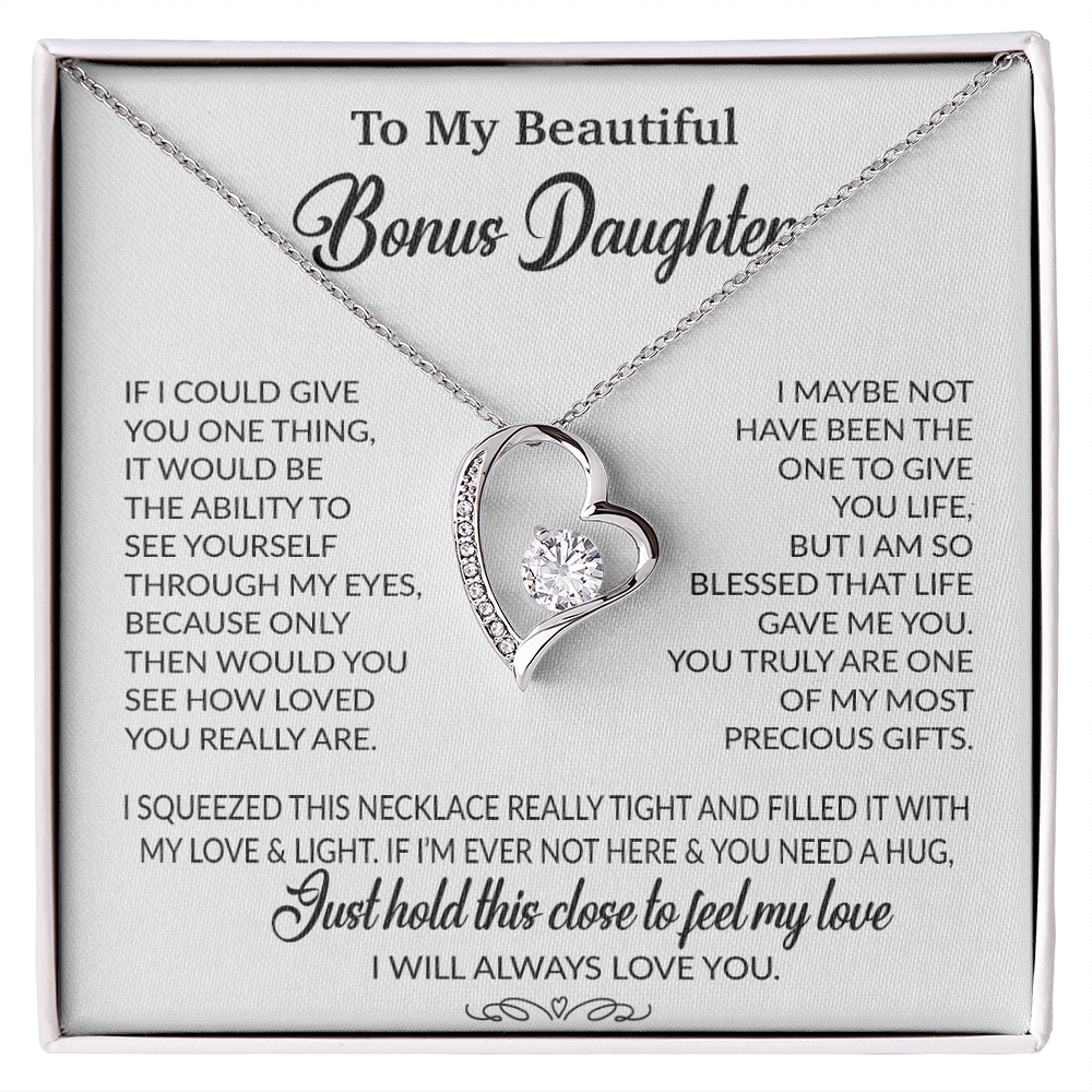 To My Bonus Daughter Necklace, Gift for Bonus Daughter, Step Daughter Birthday 1_10_White