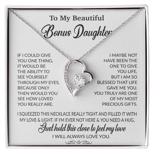 To My Bonus Daughter Necklace, Gift for Bonus Daughter, Step Daughter Birthday 1_10_White
