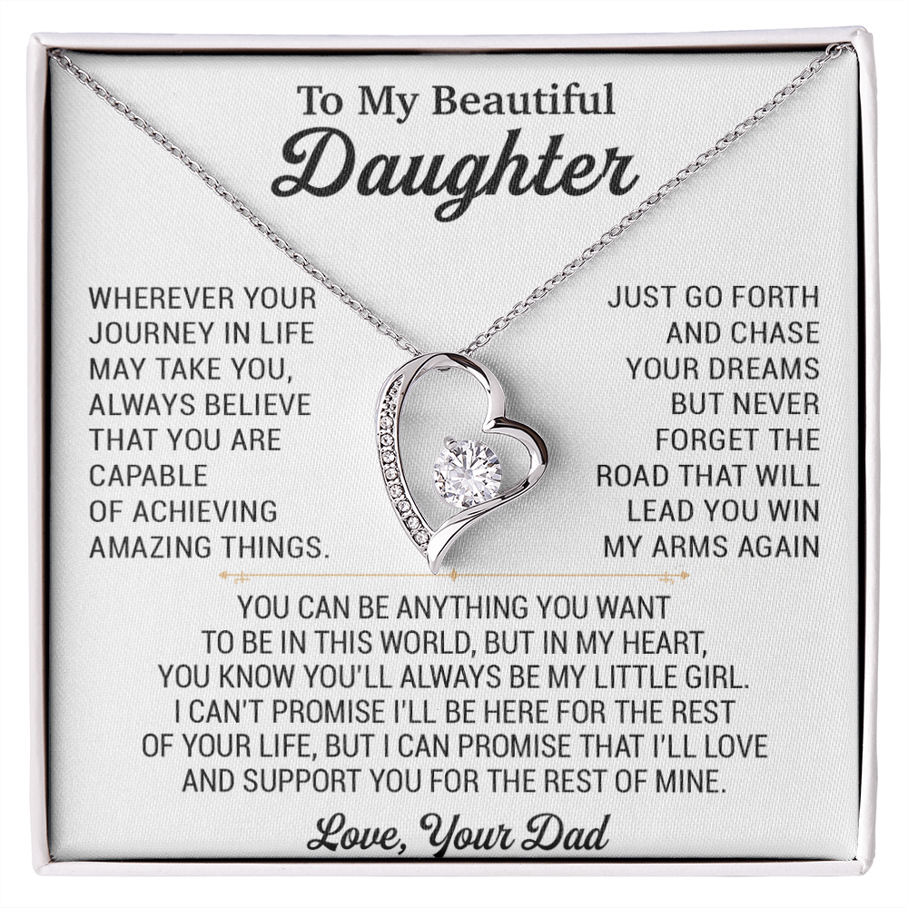 To My Daughter Necklace, Daughter Father Necklace, Daughter Gift From Dad 18_8_White