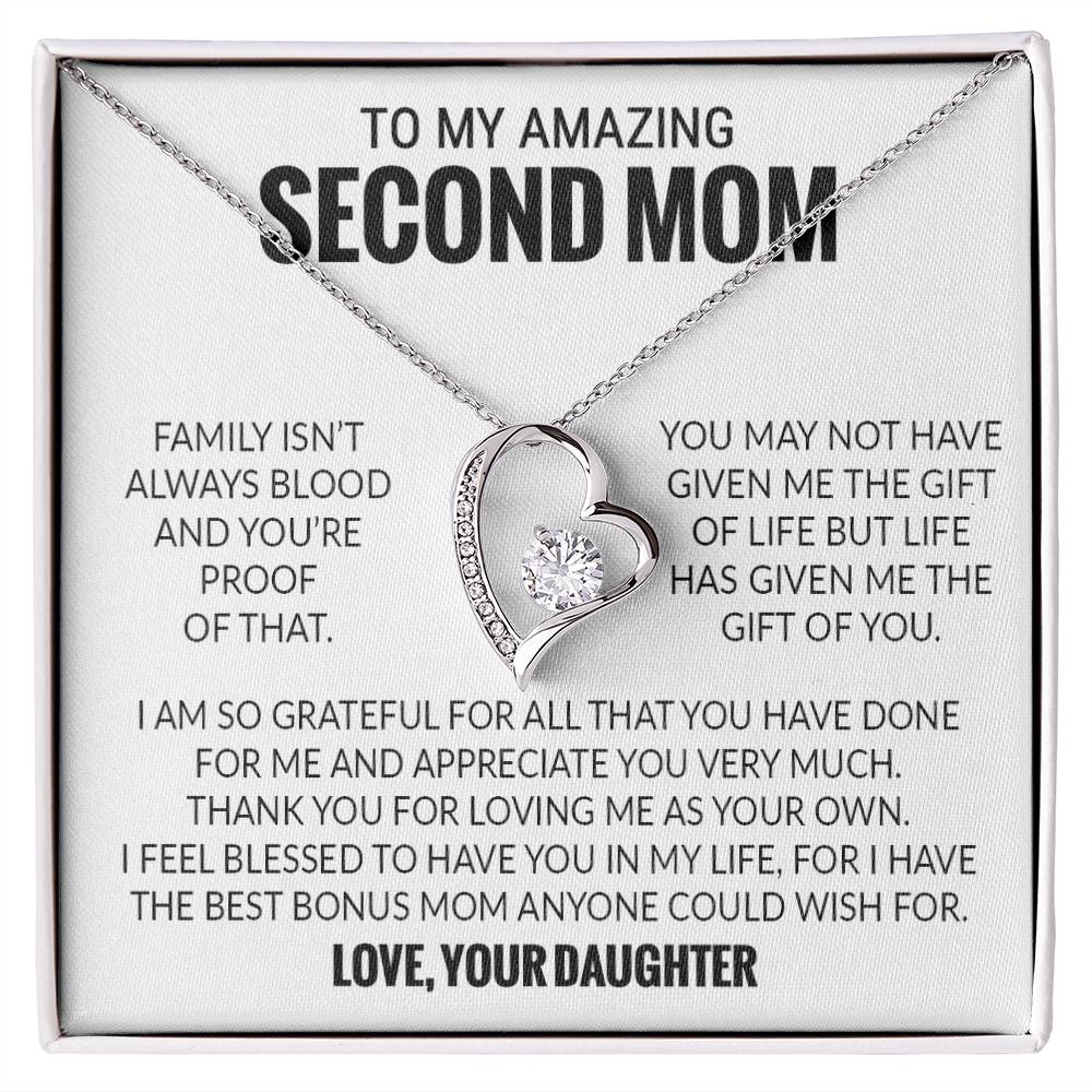 To My Amazing Second Mom, Second Mom Gift Necklace, Bonus Mom Gift