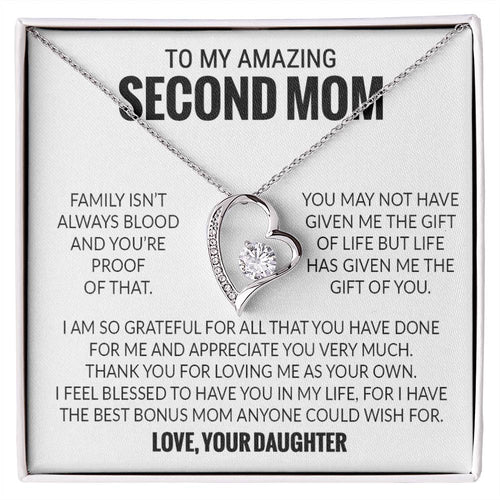 To My Amazing Second Mom, Second Mom Gift Necklace, Bonus Mom Gift