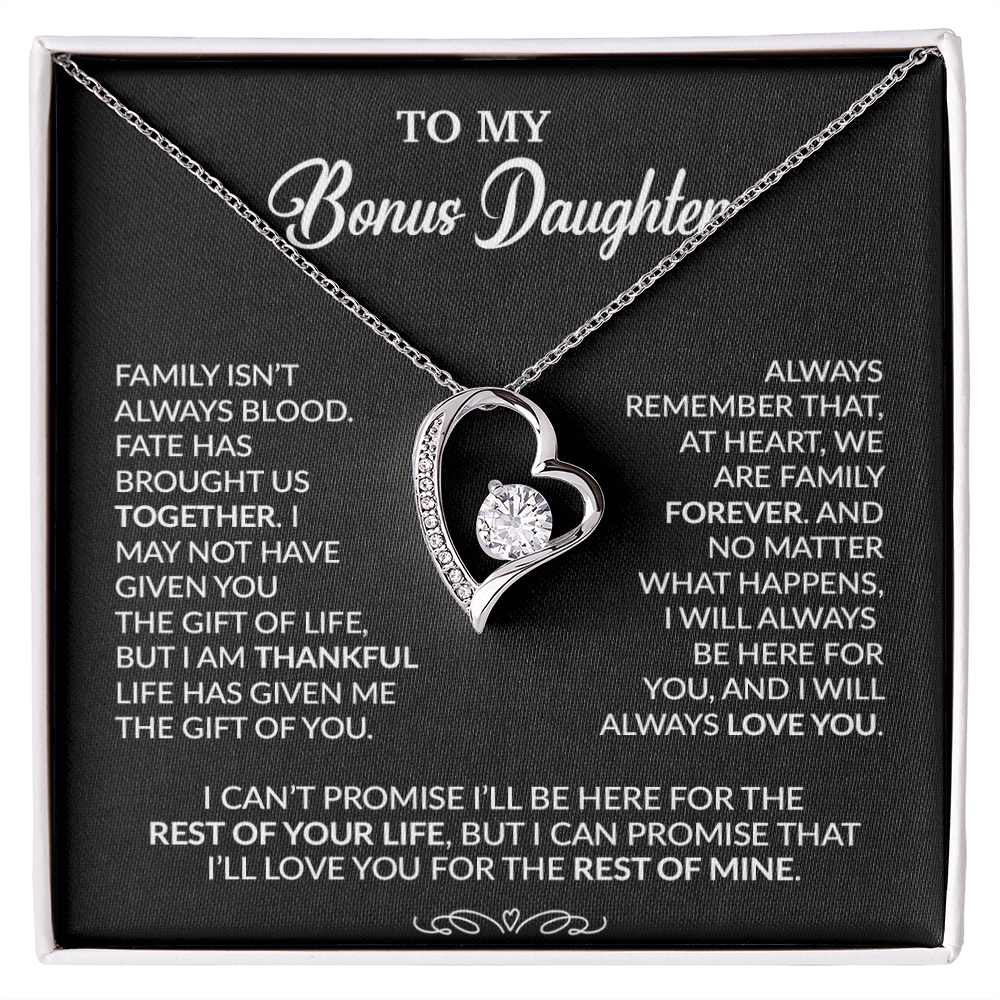 To My Bonus Daughter Necklace, Gift for Bonus Daughter, Step Daughter Birthday 30_9_Black
