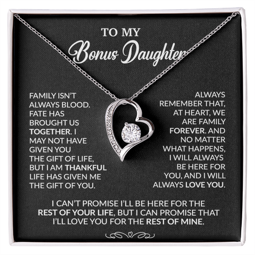 To My Bonus Daughter Necklace, Gift for Bonus Daughter, Step Daughter Birthday 30_9_Black