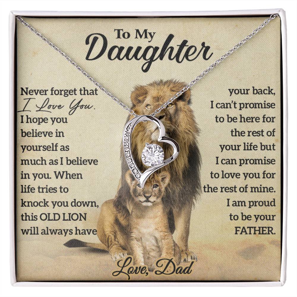 To My Daughter Lion Necklace, Daughter Birthday Gift, Lion Dad Gift