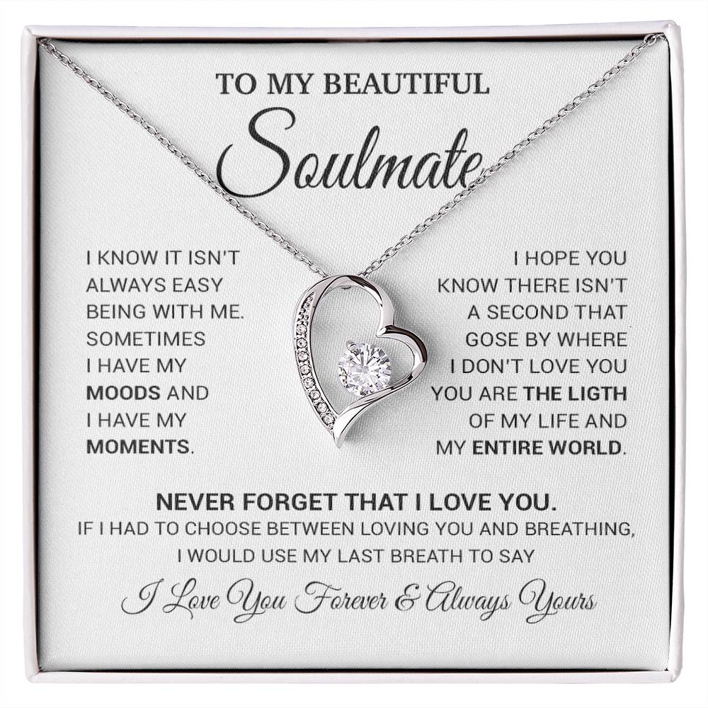 To My Soulmate Necklace, Valentines Day Gift, Gift For Wife, Anniversary Gift