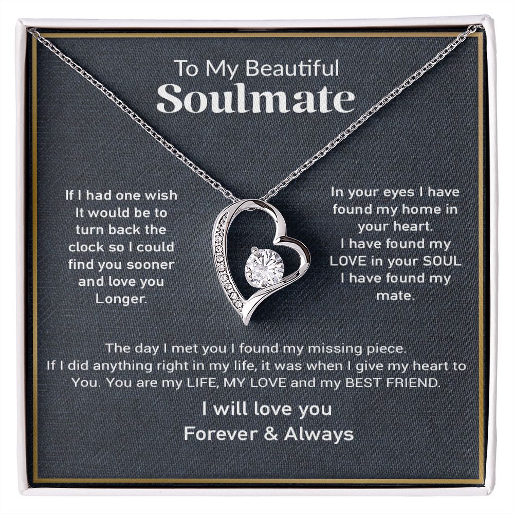 To My Soulmate Necklace, Gift For Her, Gift For Soulmate, Birthday Gift