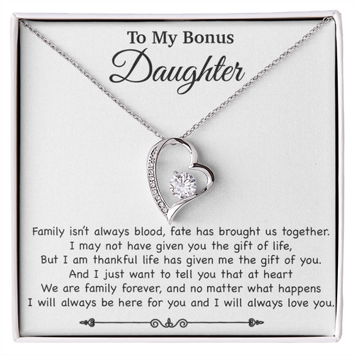 To My Bonus Daughter Necklace, Gift for Bonus Daughter, Step Daughter Birthday 2_11_White