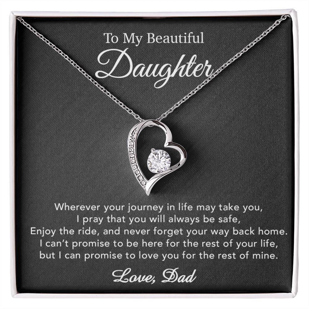 To My Daughter Necklace, Gift for Daughter from Dad, Father Daughter Necklace 21_5_Black