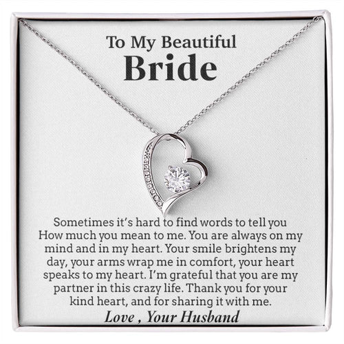 To My Beautiful Bride Necklace,Bride Wedding Necklace, Gift For Bride, Wedding Gift