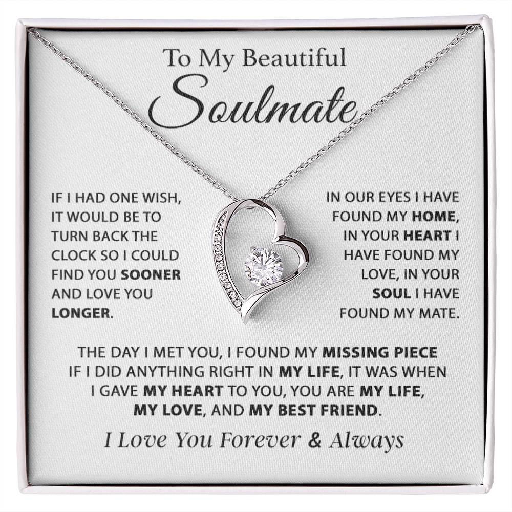 To My Soulmate Necklace, Gift For Girlfriend Wife, Birthday Gifts Christmas Gifts 11_11_White