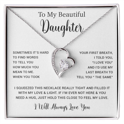 To My Daughter Necklace, Gift for Daughter from Dad, Father Daughter Necklace  11_5_White