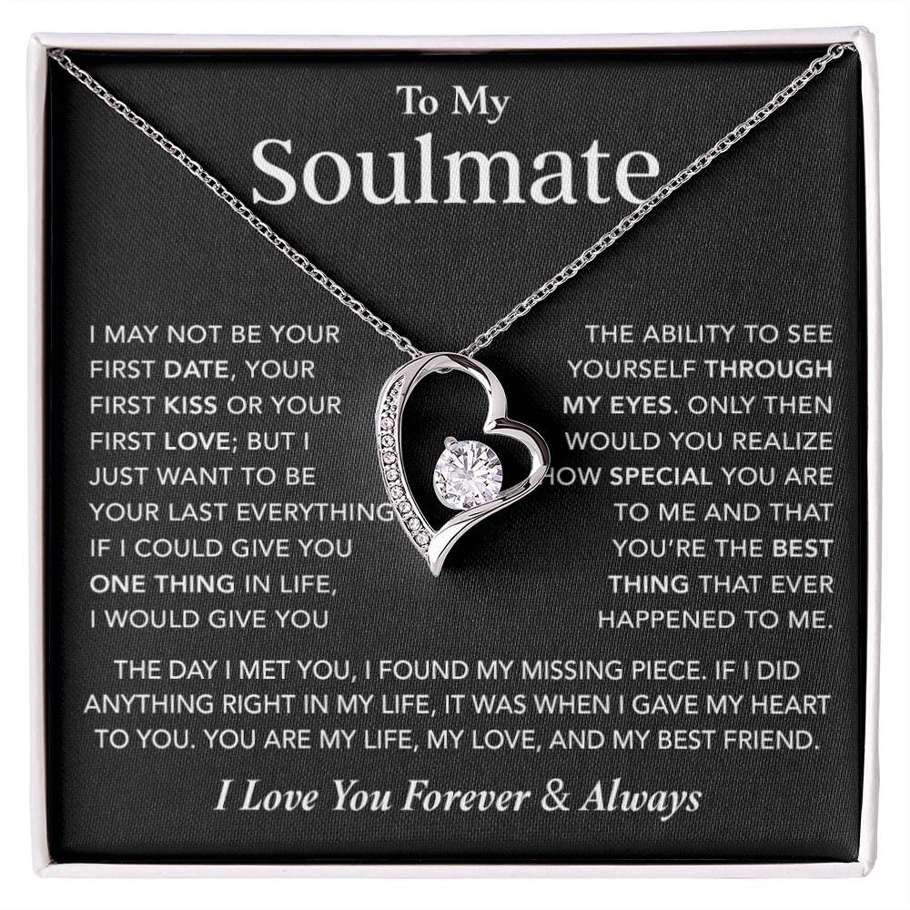 To My Soulmate Necklace, Anniversary Gift for Her, Birthday Christmas Gift for Girlfriend_Black