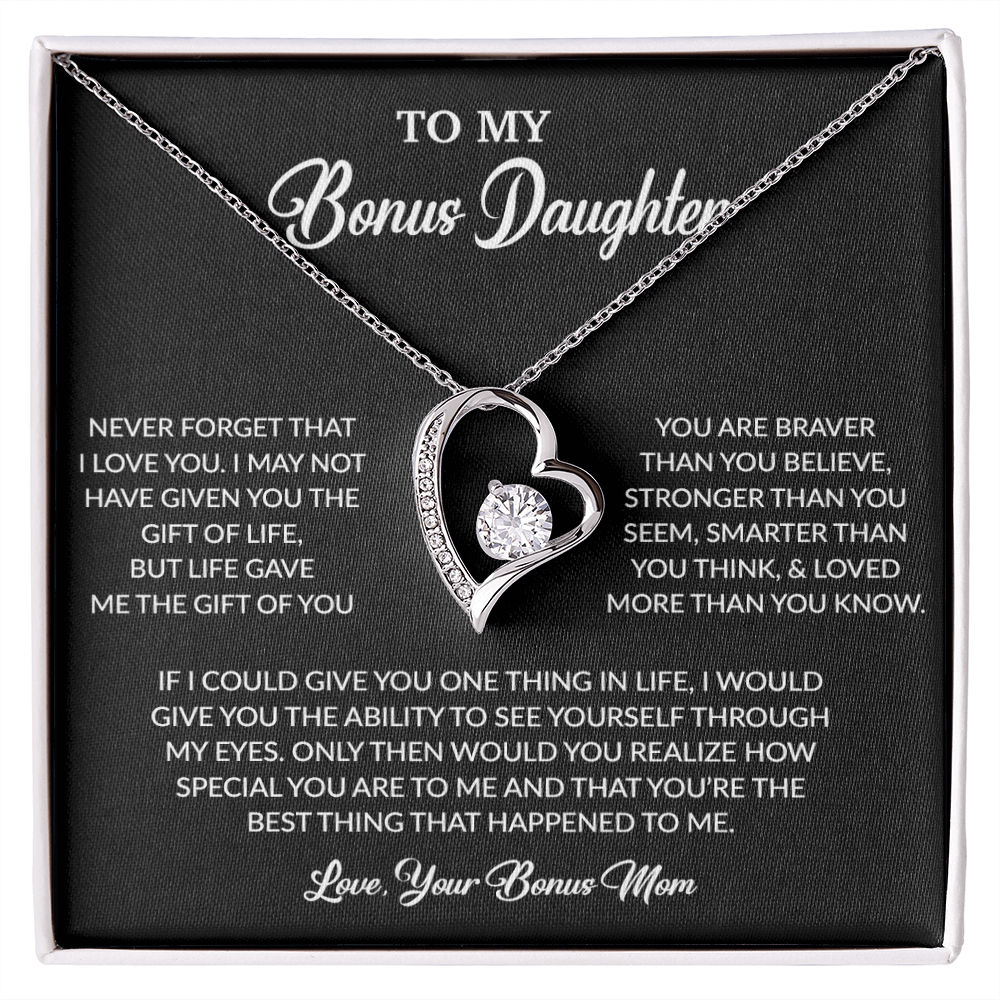 To My Bonus Daughter Necklace, Gift for Bonus Daughter, Step Daughter Birthday 5_6_Black