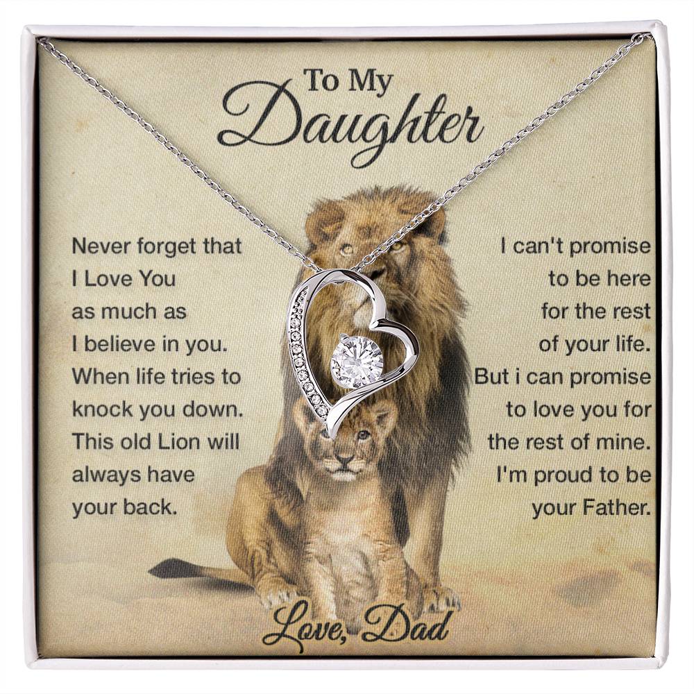 To My Daughter Necklace, Xmas Gift For Daughter From Dad, Daughter Father Lion