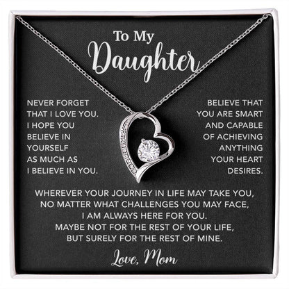 To My Daughter Necklace, Gift for Daughter from Mom, Mother Daughter Necklace 18_5_Black