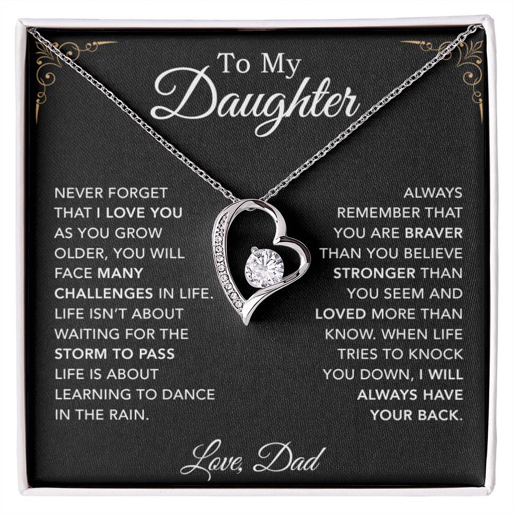 To My Daughter Necklace, Daughter Father Necklace, Daughter Gift From Dad_Black