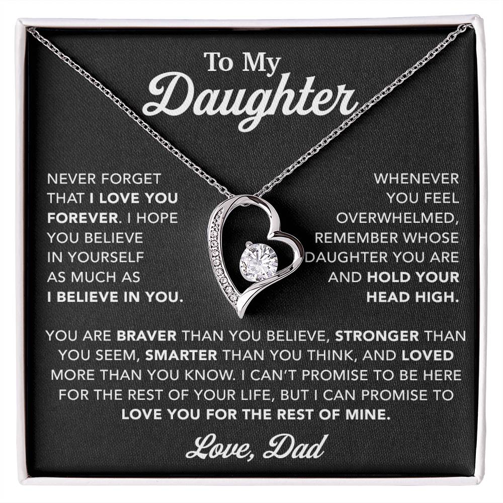 To My Daughter Necklace, Gift for Daughter from Dad, Father Daughter Necklace 26_10_Black