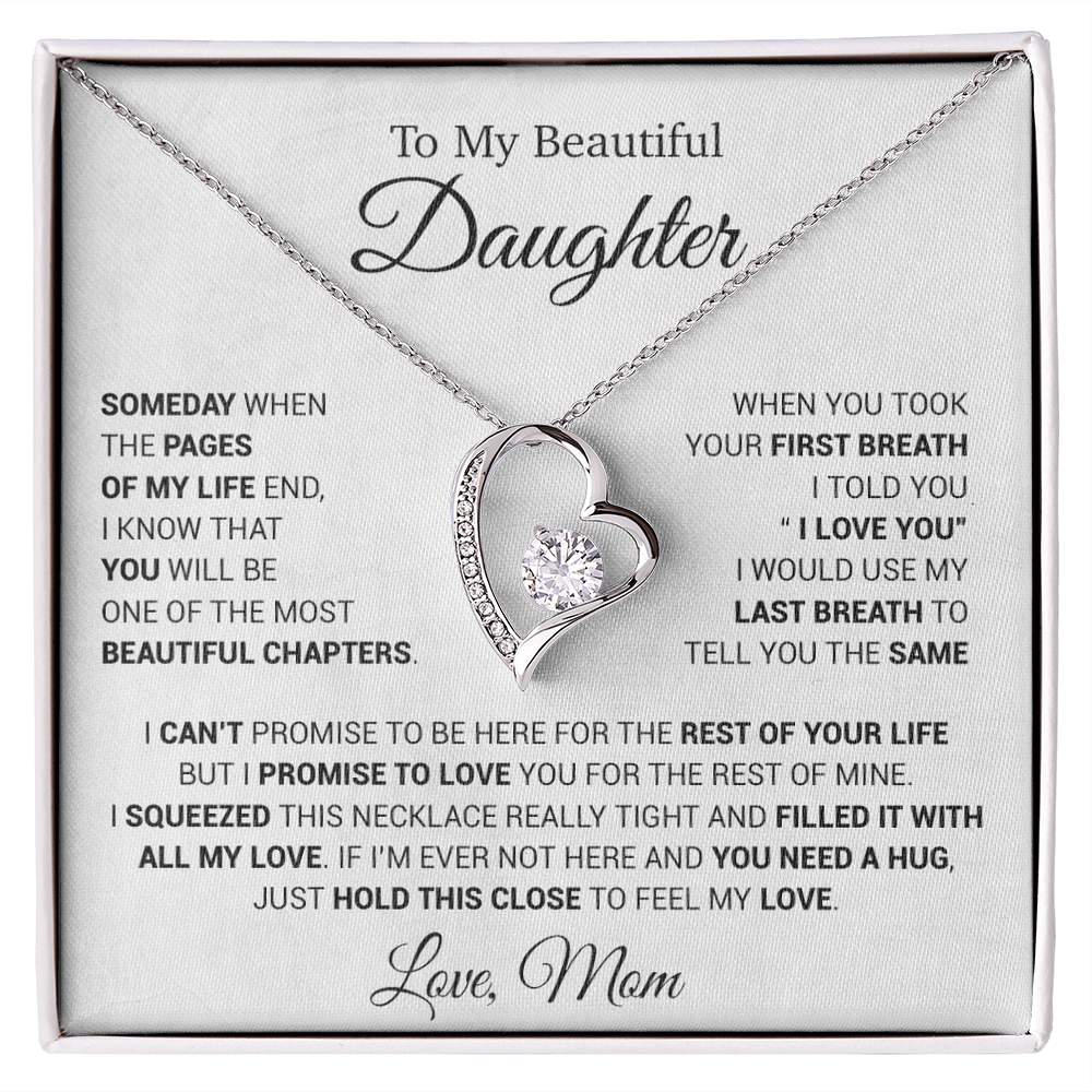 To My Daughter Necklace, Daughter Mother Necklace, Daughter Gift From Mom 13_5_White
