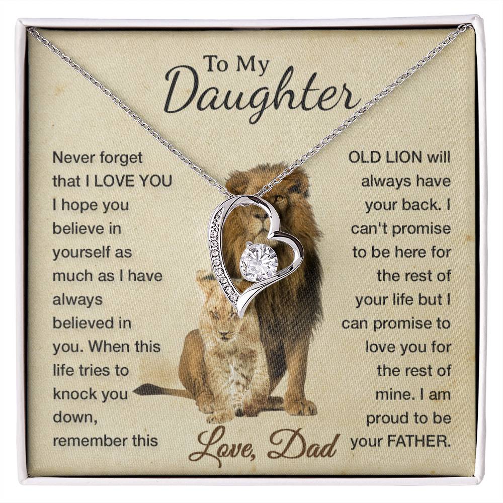 To My Daughter Necklace, Xmas Gift For Daughter From Dad, Daughter Father Lion