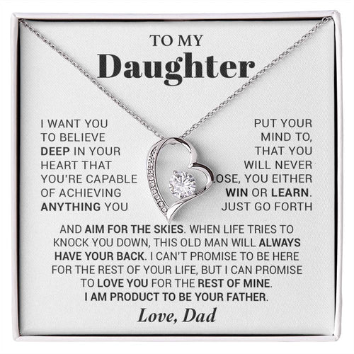 To My Daughter Necklace from Dad, Daughter Dad Necklace, Gifts for Daughter 23_10_White