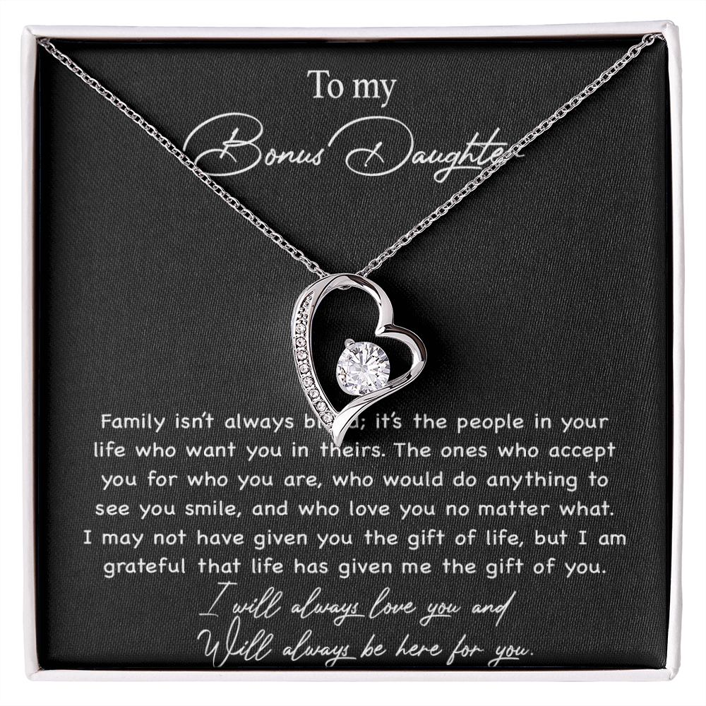 To my Bonus Daughter Necklace, Bonus Daughter, Step Daughter Gift 3-4_Black