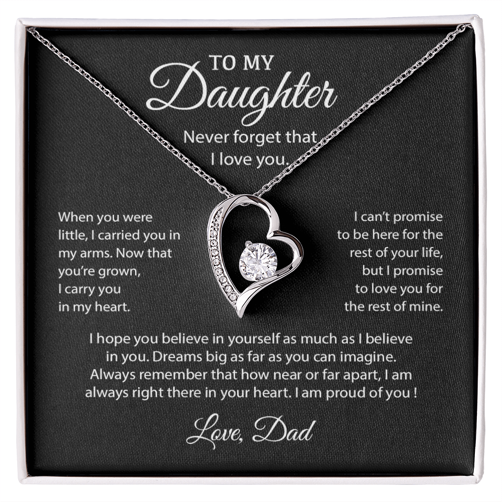 To My Daughter Necklace, Gift for Daughter from Dad, Father Daughter Necklace 10_6_Black