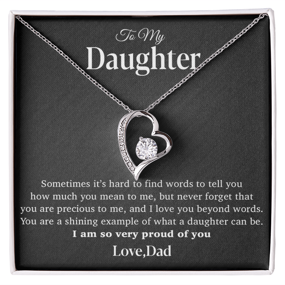 To My Daughter Necklace, Gift for Daughter from Dad, Father Daughter Necklace 12_4_Black
