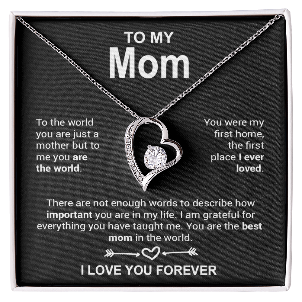 To My Mom Necklace, Mother's Day Gift, Anniversary Gift Valentines Gift_Black