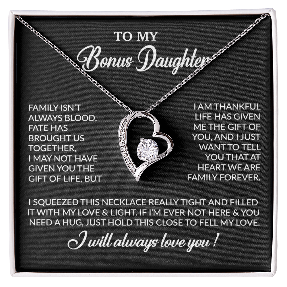 To My Bonus Daughter Necklace, Gift for Bonus Daughter, Step Daughter Birthday 7_11_Black