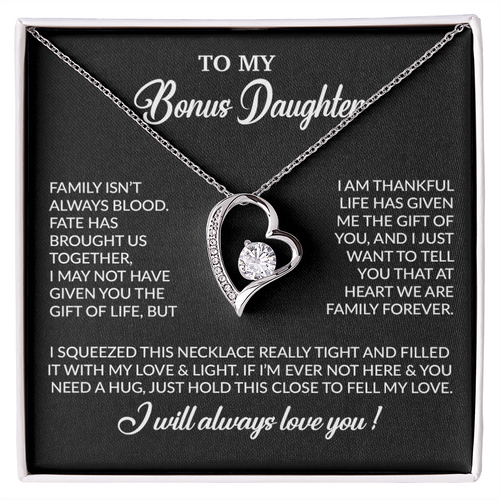 To My Bonus Daughter Necklace, Gift for Bonus Daughter, Step Daughter Birthday 7_11_Black