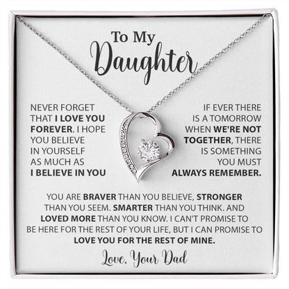 To My Daughter Necklace Gift for Daughter from Dad,Daughter Father Necklace 14_4_White