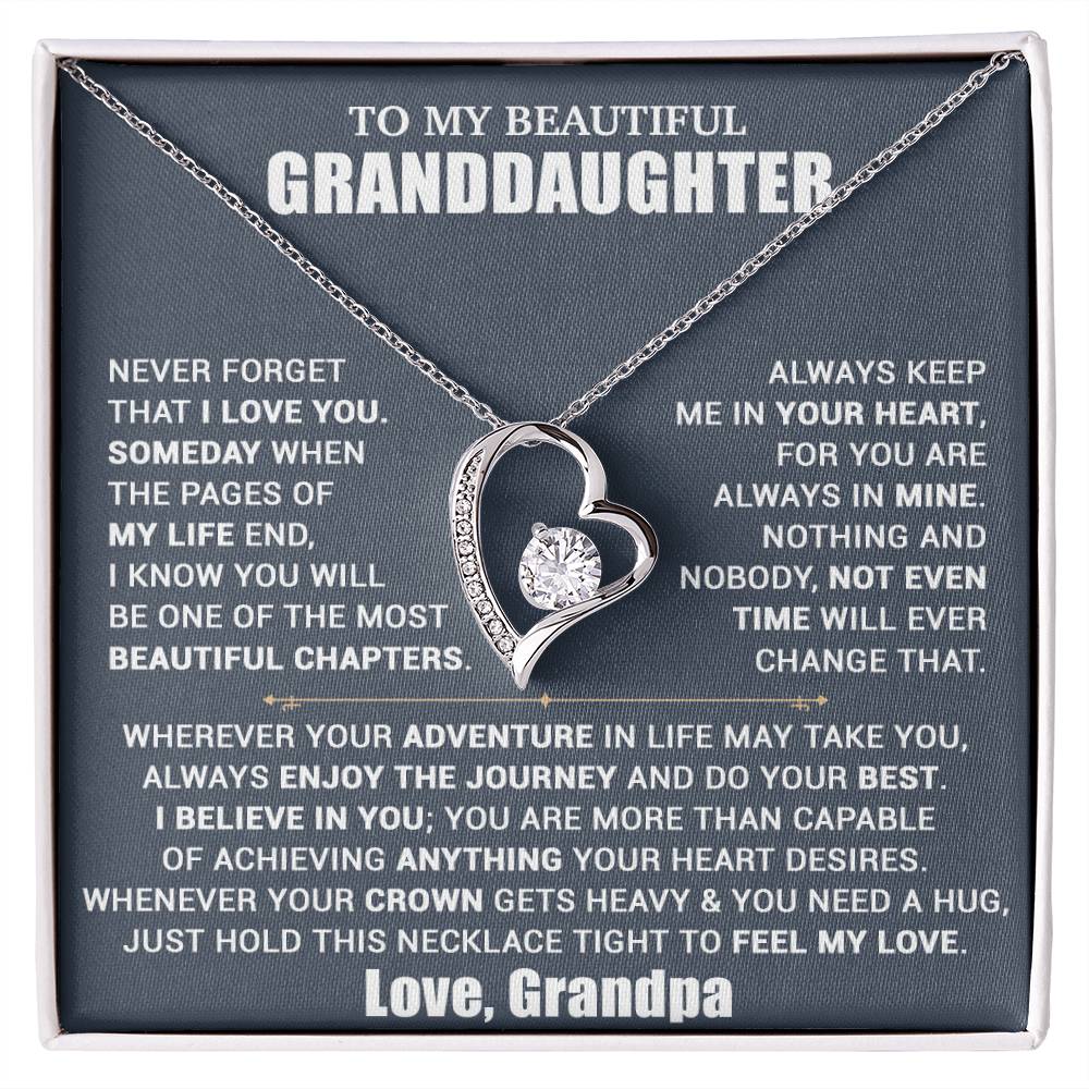 To My Granddaughter Necklace, Granddaughter Gift from Grandpa, Christmas Gift 10_10_Blue